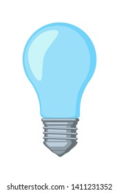 Colorful cartoon light bulb. Incandescent lamp. Electricity themed vector illustration for icon, stamp, label, certificate, brochure, gift card, poster, coupon or banner background decoration