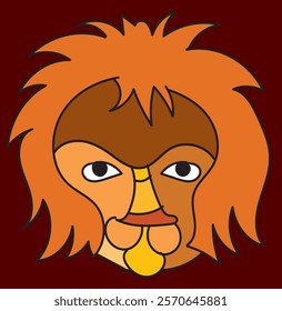 Colorful Cartoon Lion Face Vector Illustration Leo Illustration Zodiac Sign