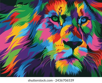 Colorful Cartoon Lion King Predator Vector Design for Logo, Sticker, and T-Shirt