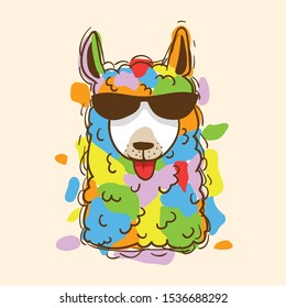 colorful cartoon llama illustration with my hand drawn style. thank you for download :)