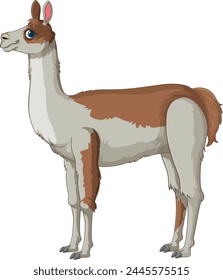 Colorful cartoon llama standing in profile view