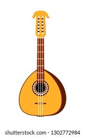 Colorful cartoon lute. String musical instrument. Mexico theme vector illustration for icon, stamp, label, badge, certificate, leaflet, brochure or banner decoration