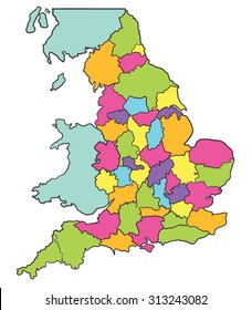 Colorful Cartoon Map Of England