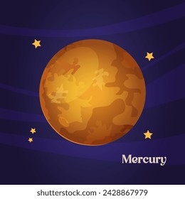 Colorful cartoon Mercury planet illustration