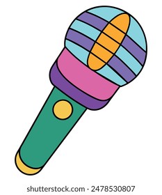 Colorful cartoon microphone illustration. Vector illustration