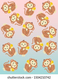 Colorful cartoon monkey background vector image