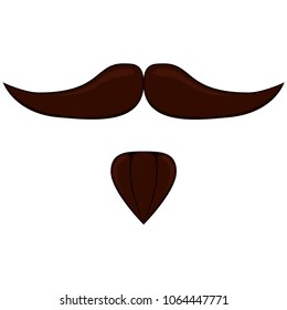 Colorful cartoon moustache beard set. Hipster vector illustration for gift card certificate sticker, badge, sign, stamp, logo, label, icon, poster, patch, banner invitation