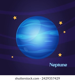 Colorful cartoon Neptune planet illustration