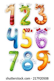 Colorful Cartoon Numbers For Kids