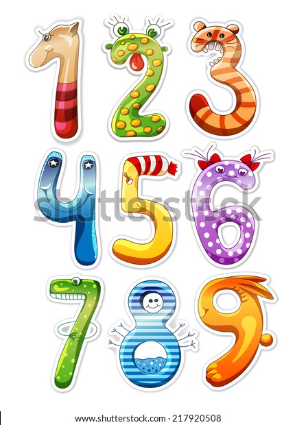 Colorful Cartoon Numbers Kids Stock Vector (Royalty Free) 217920508 ...