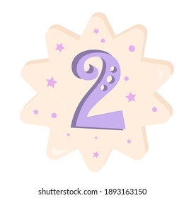 Colorful cartoon numbers for kids, birthday card template. Vector illustration