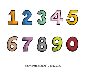 Colorful cartoon numbers set