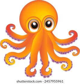 Colorful Cartoon Octopus with Large Eyes
