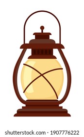 Colorful cartoon old oil lantern. Nightime party decoration. Vintage lighting themed vector illustration for icon, site label or gift card