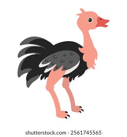 Colorful cartoon ostrich standing proudly in a playful, animated style