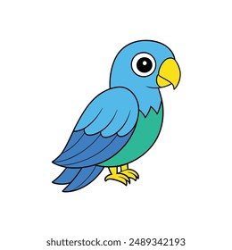 Colorful Cartoon Parrots Clipart Illustration on White Background – Printable Graphics Design.