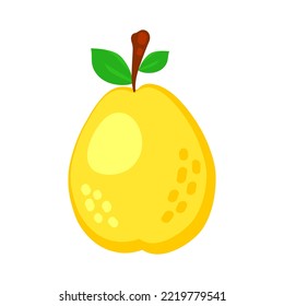 Colorful cartoon pear fruit icon isolated on white background. Doodle simple vector summer juicy food. Juice package or logo design element.