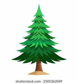 A colorful cartoon of a pine tree on a plain white background