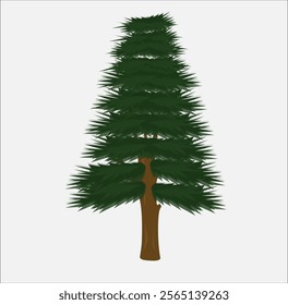 Colorful cartoon pine tree on a plain white background that can be used for animation needs