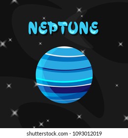 Colorful cartoon planet Saturn isolated on space background. Vector flat illustartion.