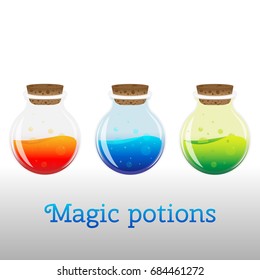 a colorful cartoon potion vector as an element for games