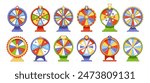 Colorful Cartoon Prize Wheels of Different Designs And Patterns, Perfect For Game Shows, Lotteries And Fun Events