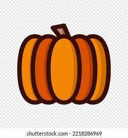 Colorful cartoon pumpkin icon. Pumpkin vector isolated. Orange pumpkin. Vegetable in the flat style. Pumpkin logo. Vector illustration