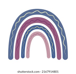 Colorful cartoon rainbow. Vector illustration. For kids wear, decoration, posters, greeting cards, bags. Isolated on white background. 