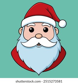 Colorful cartoon of Santa Claus with his hat and signature beard