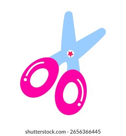 Colorful cartoon scissors vector illustration in flat style