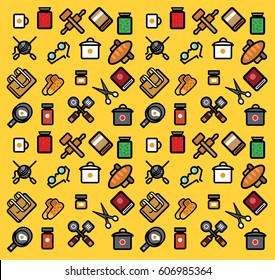 Colorful cartoon seem less pattern with different objects