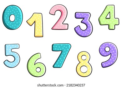 Colorful Cartoon Set Numbers Kids Greeting Stock Vector (royalty Free 