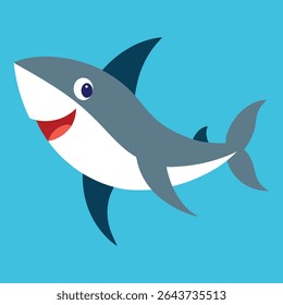 Colorful Cartoon Shark Illustration Cute Ocean Animal Vector Art silhouette,  Cartoon Shark vector silhouette, Clipart design
