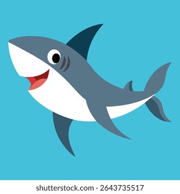 Colorful Cartoon Shark Illustration Cute Ocean Animal Vector Art silhouette,  Cartoon Shark vector silhouette, Clipart design
