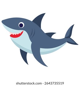 Colorful Cartoon Shark Illustration Cute Ocean Animal Vector Art silhouette,  Cartoon Shark vector silhouette, Clipart design