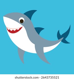 Colorful Cartoon Shark Illustration Cute Ocean Animal Vector Art silhouette,  Cartoon Shark vector silhouette, Clipart design