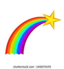 Colorful cartoon shooting star. New hope symbol. Birthday themed vector illustration for icon, stamp, label, certificate, brochure, gift card, poster, coupon or banner decoration