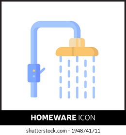Colorful cartoon Shower icon on white background. Homeware symbol for your website design, logo, app, UI. Eps10 vector illustration.