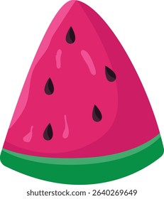 Colorful Cartoon Slice of Watermelon – Fresh Summer Fruit Illustration with Seeds and Rind