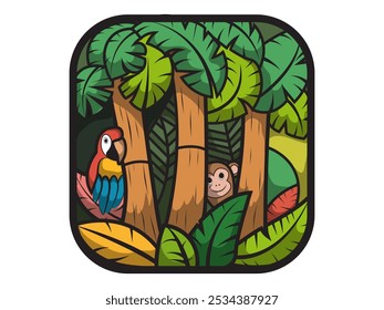 colorful cartoon small forest vector illustration