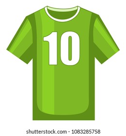 Colorful cartoon soccer uniform t-shirt text number ten. Sport theme vector illustration for icon, sticker sign, patch, certificate badge, gift card, stamp logo, label, poster, web banner, flayer