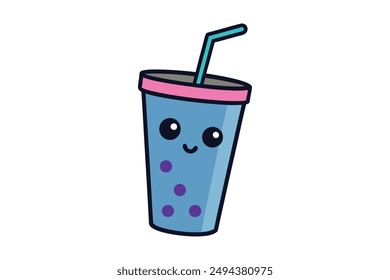 Colorful cartoon soda refill cup vector, ideal for clipart and line art design projects