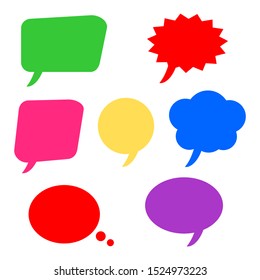 colorful cartoon speech bubbles set isolated on white background. vector illustration 