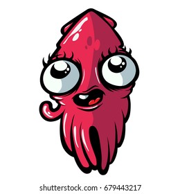 Colorful cartoon squid icon.Vector illustration. Background.