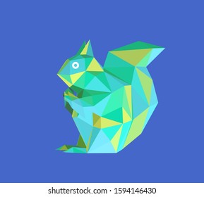 Colorful Cartoon Squirrel on Isolated Background. Vibrant Low Poly Vector 3D Rendering