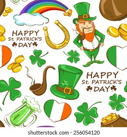 Colorful cartoon St. Patrick's day seamless pattern