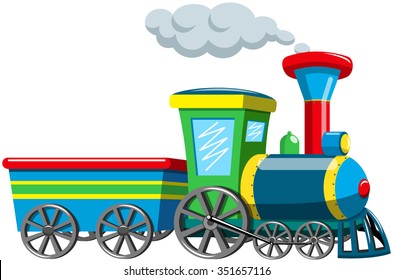 Colorful cartoon stem train isolated