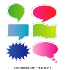 colorful cartoon style bubble speech illustration icon vector set isolated background