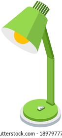 Colorful cartoon table lamp light icon for home appliance indoor furniture vector flat isolated interior design element. Green illuminator to create cozy atmosphere in room, artificial light source