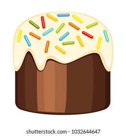 Colorful cartoon traditional easter cake icon poster. Holyday vector illustration for gift card, flayer, certificate banner, icon, logo, patch sticker